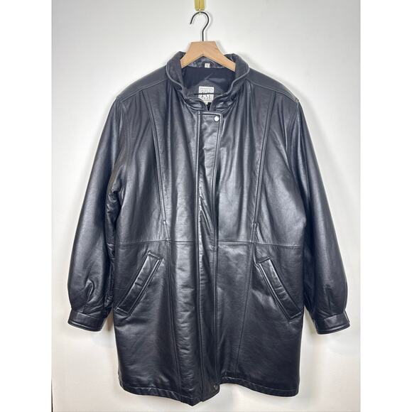 Vintage Field Gear Genuine Leather Oversized Coat - Black, Med - Picture 2 of 8